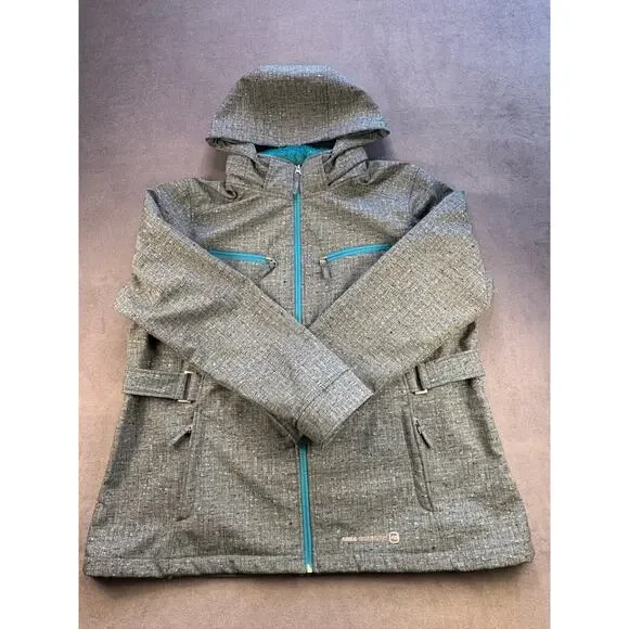 Free Country Full Zip Hooded Jacket, Faux Fur Lined, Teal Pattern Women's 1X - Picture 1 of 9